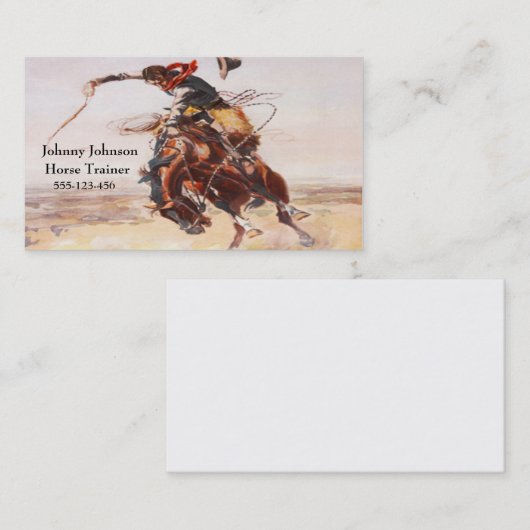 Western-Cowboy auf sträubender Pferdeschablone Visitenkarte (Vorne/Hinten)