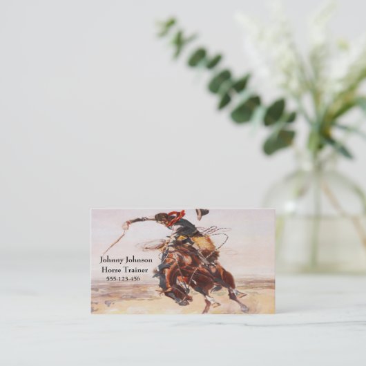Western-Cowboy auf sträubender Pferdeschablone Visitenkarte (Stehend Vorderseite)