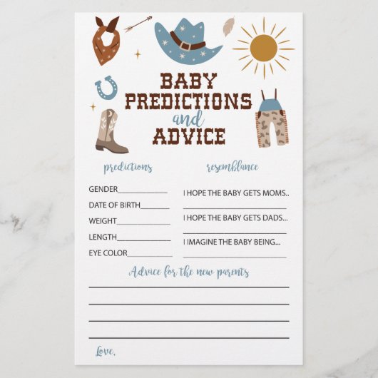 Western Cowboy Baby Duschberatung und Vorhersagen Flyer (Vorne)