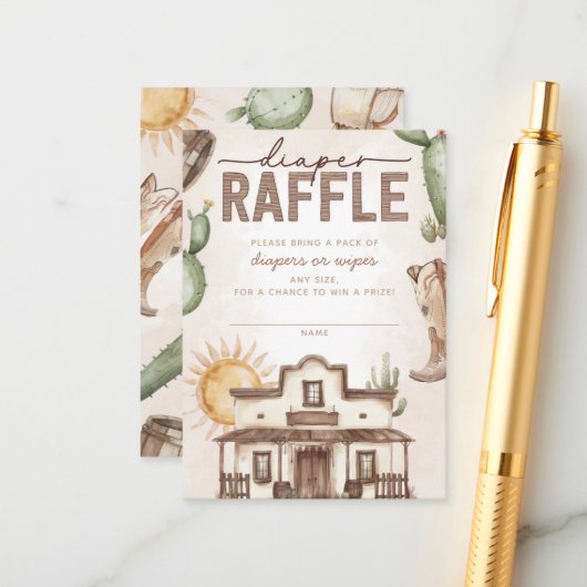 Western Cowboy Baby Duschdusche Windelwanne Begleitkarte (Vorderseite/Rückseite Beispiel)