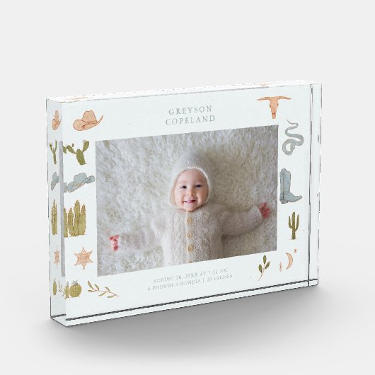 Western Cowboy Baby Horizontales Foto Keepake (Links)