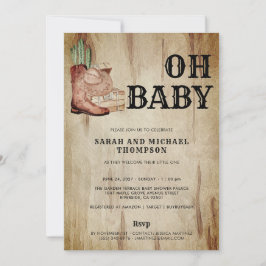 Western Cowboy Baby Shower Cactus Hat Boots Einladung