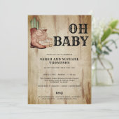 Western Cowboy Baby Shower Cactus Hat Boots Einladung (Stehend Vorderseite)