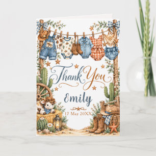Western Cowboy Baby Shower Dankeskarte