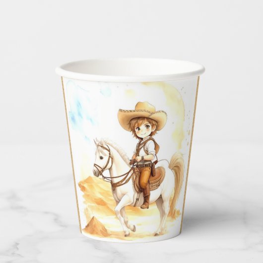 Western Cowboy Babydusche Pappbecher (Vorderseite)