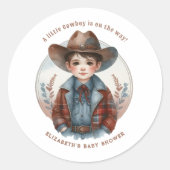 Western Cowboy Babydusche Runder Aufkleber (Vorderseite)