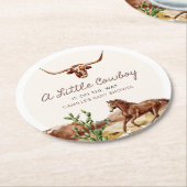 Western Cowboy Babydusche Runder Pappuntersetzer (Angewinkelt)