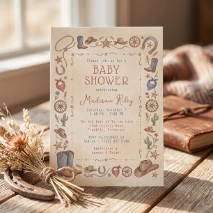 Western Cowboy Babyparty Einladung