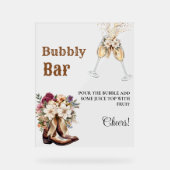 Western Cowboy Bachelorette Bubbly Bar Table Sign Acrylschild (Vorderseite)