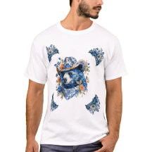 Western Cowboy Bär - Blauer Bär mit floraler Banda