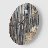 Western Cowboy Barn Große Wanduhr (Winkel)