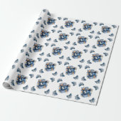 Western Cowboy Bear - Blue Bear with Floral Bandan Geschenkpapier (Ungerollt)