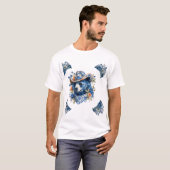 Western Cowboy Bear - Blue Bear with Floral Bandan T-Shirt (Vorne ganz)