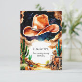 Western Cowboy Birthday Dankeskarte (Stehend Vorderseite)