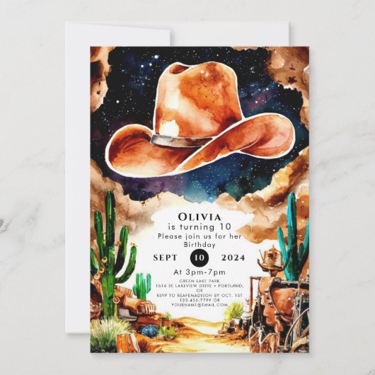 Western Cowboy Birthday Einladung (Vorderseite)