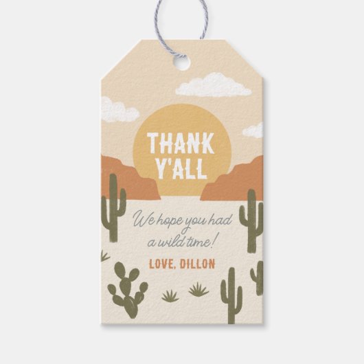 Western Cowboy Birthday Gefälligkeitstags Geschenkanhänger (Vorderseite)