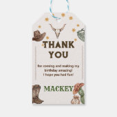 Western Cowboy Birthday Party Danke Geschenkanhänger (Rückseite)