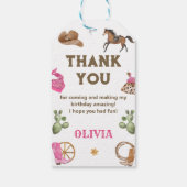 Western Cowboy Birthday Party Danke Geschenkanhänger (Rückseite)