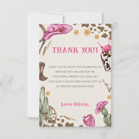 Western Cowboy Birthday Party Dankeskarte (Vorderseite)