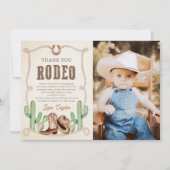 Western Cowboy Birthday Party Foto Dankeskarte (Vorderseite)