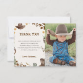 Western Cowboy Birthday Party Foto Dankeskarte (Vorderseite)