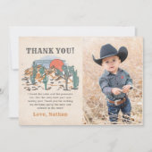 Western Cowboy Birthday Party Foto Dankeskarte (Vorderseite)