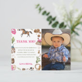 Western Cowboy Birthday Party Foto Dankeskarte (Stehend Vorderseite)