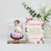 Western Cowboy Birthday Party Foto Dankeskarte (Stehend Vorderseite)