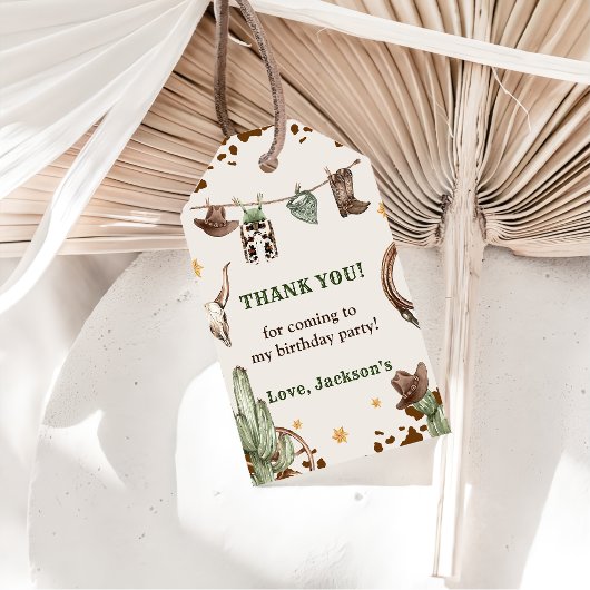 Western Cowboy Birthday Party Geschenkanhänger