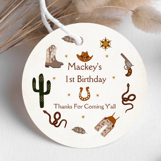 Western Cowboy Birthday Party Geschenkanhänger