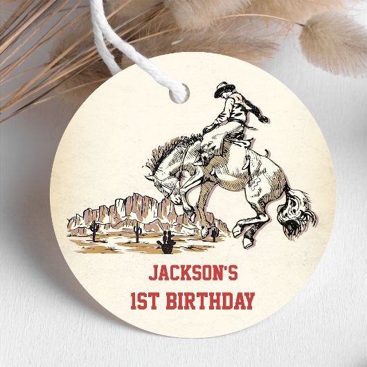 Western Cowboy Birthday Party Geschenkanhänger