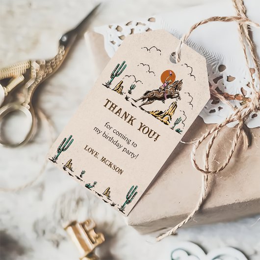 Western Cowboy Birthday Party Geschenkanhänger