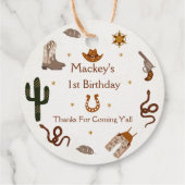 Western Cowboy Birthday Party Geschenkanhänger (Rückseite)