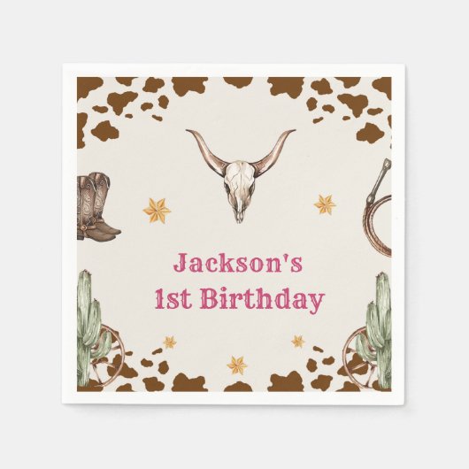 Western Cowboy Birthday Party Napkins Serviette (Vorderseite)