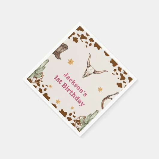 Western Cowboy Birthday Party Napkins Serviette (Ecke)