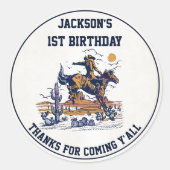 Western Cowboy Birthday Party Runder Aufkleber (Vorderseite)