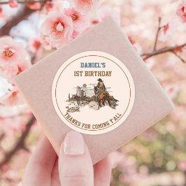 Western Cowboy Birthday Party Runder Aufkleber