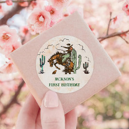 Western Cowboy Birthday Party Runder Aufkleber