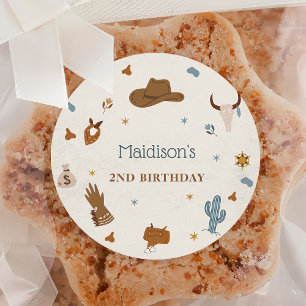 Western Cowboy Birthday Party Runder Aufkleber