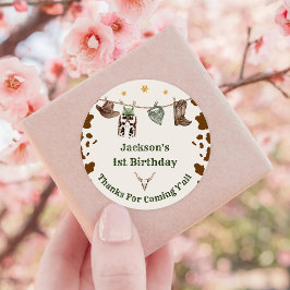 Western Cowboy Birthday Party Runder Aufkleber