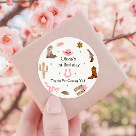 Western Cowboy Birthday Party Runder Aufkleber