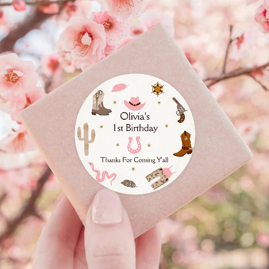 Western Cowboy Birthday Party Runder Aufkleber