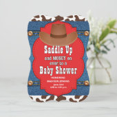 Western Cowboy Blue Baby Dusche Einladung (Stehend Vorderseite)