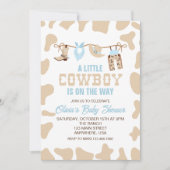 Western Cowboy Blue Kariert Baby Dusche Einladung (Vorderseite)