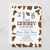 Western Cowboy Blue Kariert Baby Dusche Einladung (Vorderseite)
