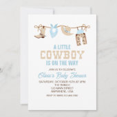 Western Cowboy Blue Kariert Baby Dusche Einladung (Vorderseite)