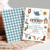 Western Cowboy Blue Kariert Baby Dusche Einladung