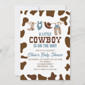 Western Cowboy Blue Kariert Baby Dusche Einladung (Vorderseite)