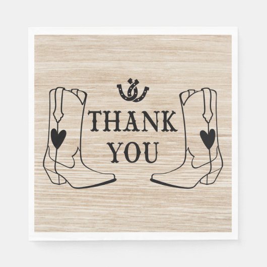 Western Cowboy Boot Country Wedding Wood Vielen Da Serviette (Vorderseite)