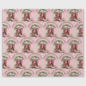 Western Cowboy Boot Frohe Weihnachten Y'all Geschenkpapier (Flach)